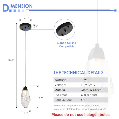 Black Crystal Pendant Light