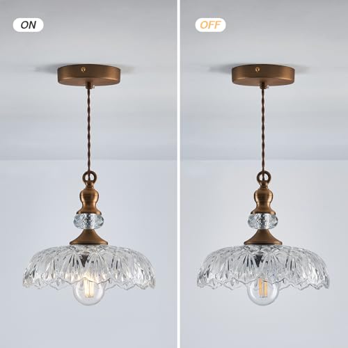 Vintage Glass Pendant Light Fixture 3 (3 Count)