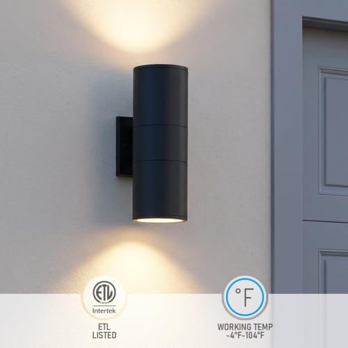 2 Pack 12" Outdoor Cylinder Wall Light (2 Count)