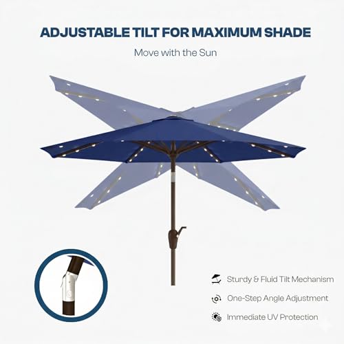 10FT Solar Patio Umbrella with Lights