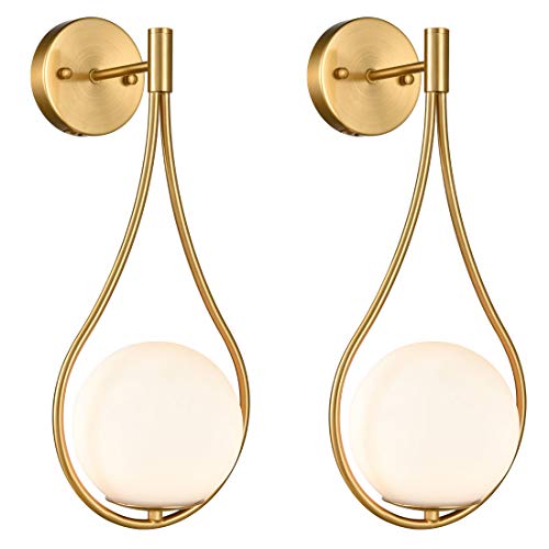 Mid Century Brass Globe Wall Sconce (2 Count)