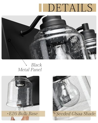 23" 3 Light Farmhouse Bathroom Vanity Light with Bubble Glass