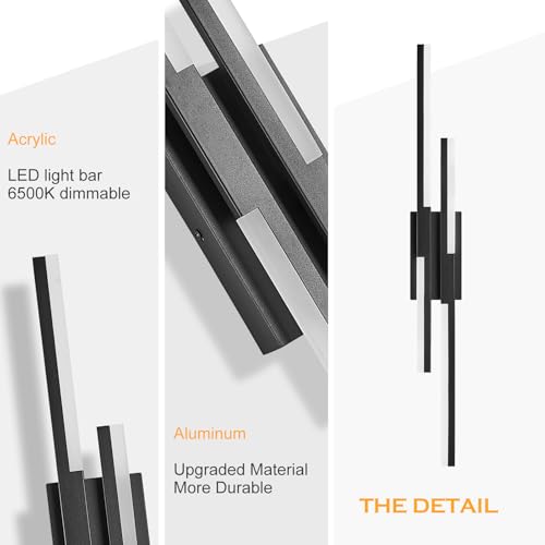 Modern LED Wall Sconce Black Remote Wall Light Fixtures for Bathroom