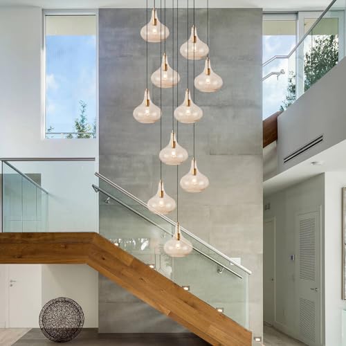 11" Gold Seeded Glass Pendant Light