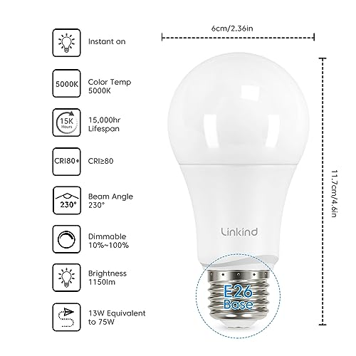 A19 LED Light Bulbs Dimmable (6 Count)