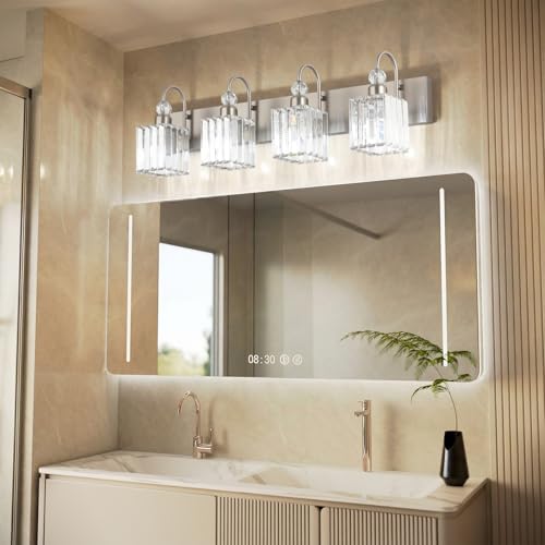 Crystal Brushed Nickel Vanity Light for Bathroom 4
