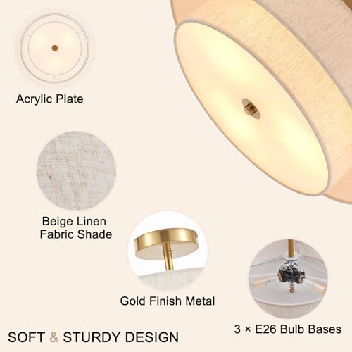18" Gold Semi Flush Mount Ceiling Light