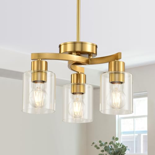 3 Light Brass Gold Dining Room Chandelier