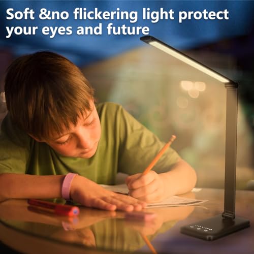 LED Desk Lamp Dimmable Table Lamp Reading Lamp with USB Charging Port