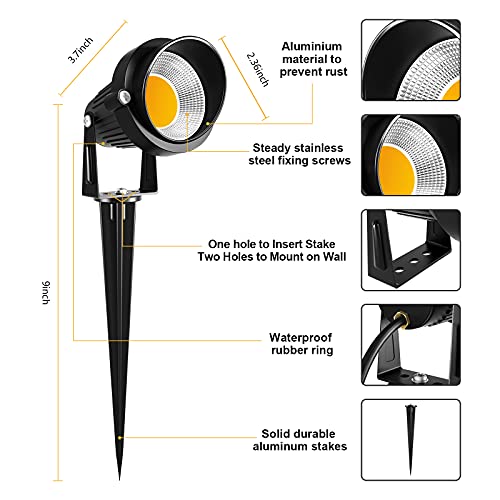 10W Low Voltage Landscape Lights LED Landscape Lighting with Connectors 12V Waterproof Outdoor Landscape Spotlights Floor Yard Lawn Best Garden Lights 1000LM Warm White (10 Count)