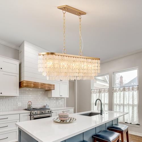 5 Light Capiz Shell Rectangular Chandelier