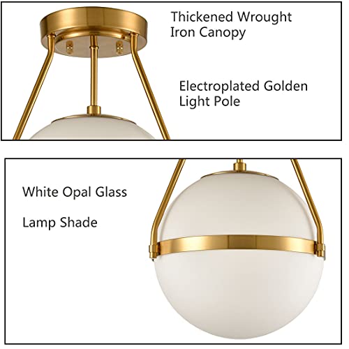 Mid Century Modern Globe Semi Flush Mount Ceiling Light Fixture