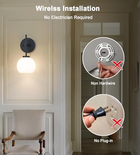 Black Wireless Rechargeable Wall Sconces with Remote Control (2 Count)