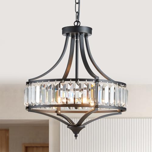 Black Crystal Chandeliers for Dining Room
