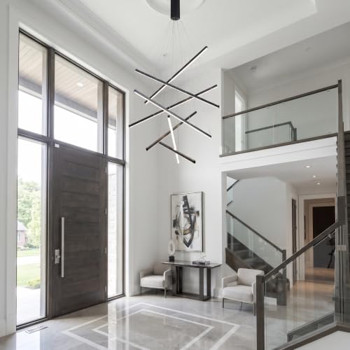 Modern LED Chandeliers Dimmable Pendant Light Fixture 7 Lights for High Ceiling Living Room Dining Room Staircase Restaurant Sputnik Floating Sculptural Art Hanging Lamp