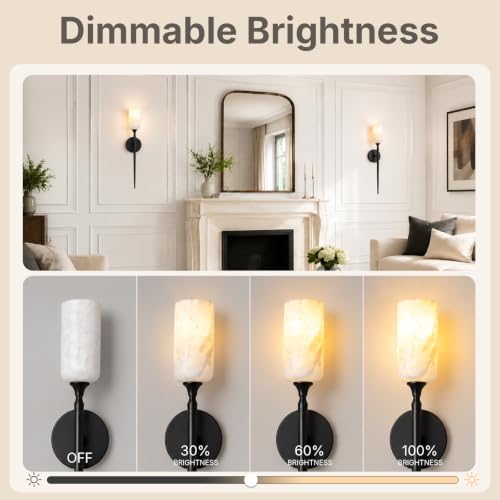 Natural Alabaster Wall Sconce Marble Bathroom Vanity Light
