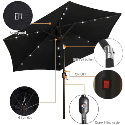 7.5 ft Solar Umbrella 18 LED Lighted Patio Umbrella Table Market Umbrella