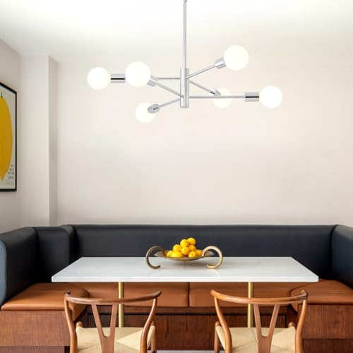 6 Light Sputnik Ceiling Light Fixture Chrome Living Room Chandelier