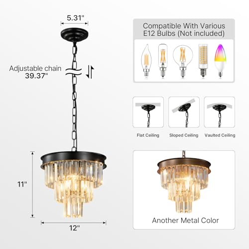 Small Black Crystal Pendant Light