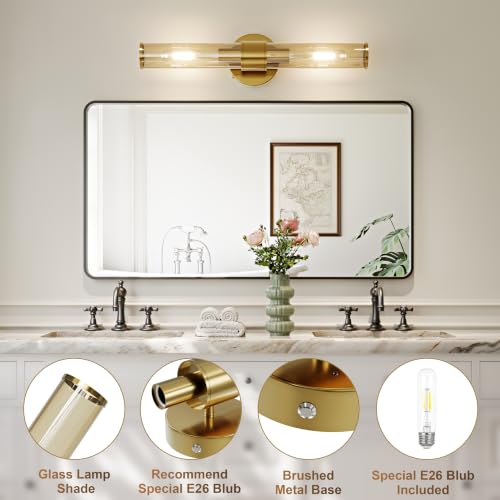 Champagne Gold Battery Operated Wall Sconces Set of 2