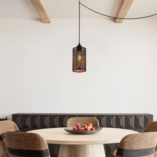 Industrial Black Plug in Pendant Light for Kitchen Island