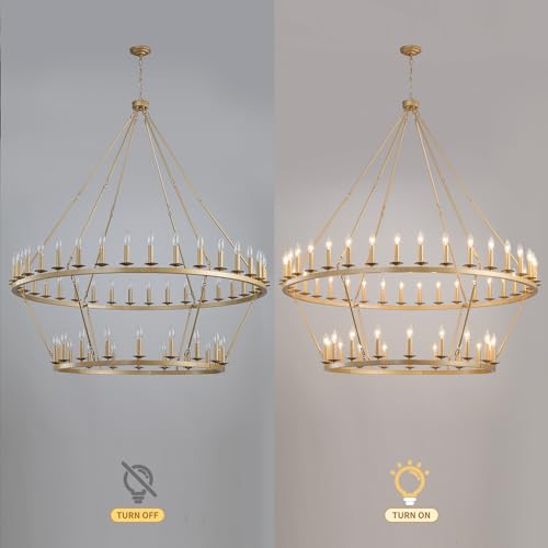 Gold Wagon Wheel Chandelier 2 Tier 60