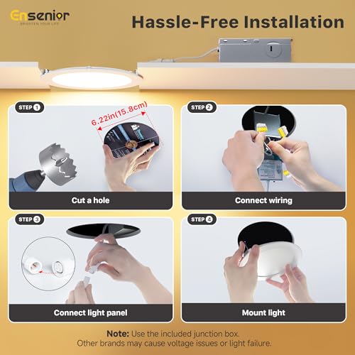 12 Pack 6 Inch LED Recessed Ceiling Light (12 Count)