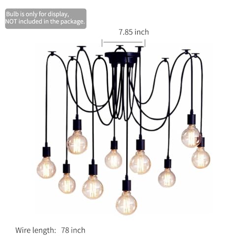 10 Arm Spider Light Fixture Industrial DIY Chandelier Pendant Lamp