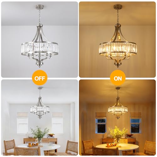 20" Brushed Nickel Crystal Chandelier