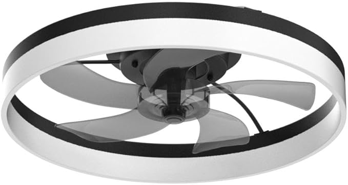 VOLISUN Low Profile Ceiling Fans with Lights and Remote, Fandelier Ceiling Fan Flush Mount, 3000K-6500K Smart Bladeless LED Fan Light, Black Modern Ceiling Fans with Lights for Bedroom - Aura Lighting