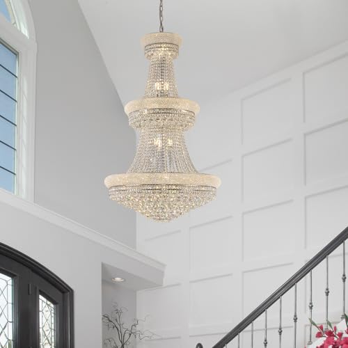 31 Lights Chrome Finish Large Empire Crystal Chandelier