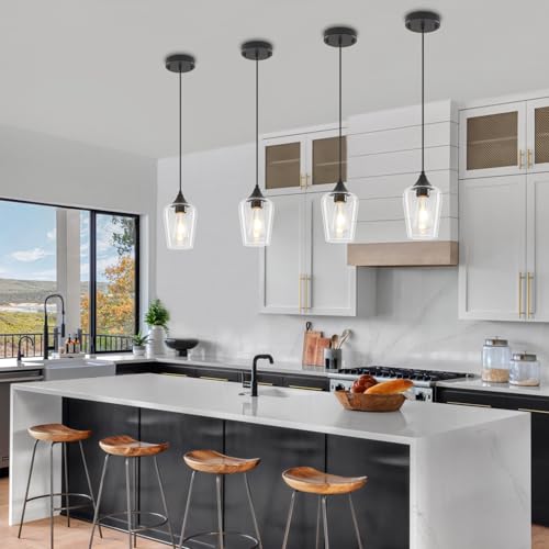 3 Pack Black Pendant Light Fixtures Modern Kitchen Lighting Over Island (3 Count)