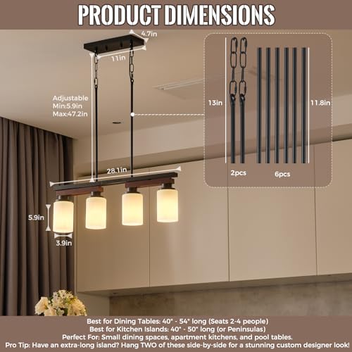 4 Light Black Linear Chandelier
