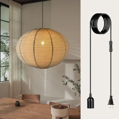 Plug in Linen Pendant Light