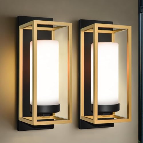 ALVIME Black and Gold Wall Sconce Set of 2 (2 Count)