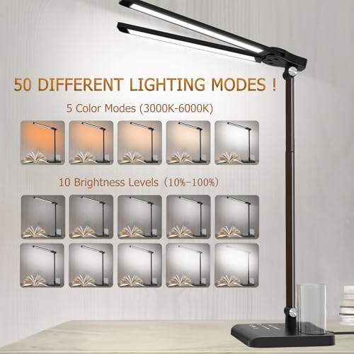Retractable Dimmable LED Desk Lamp with USB Charging Port Desk Light