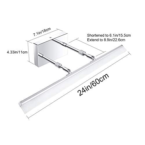 24 inch Modern LED Vanity Lights Adjustable Bathroom Vanity Light Fixtures Chrome Bathroom Light Fixture Over Mirror 5500K