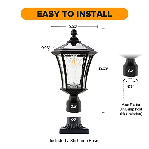 Outdoor Solar Lamp Post Light with Pier Mount Base