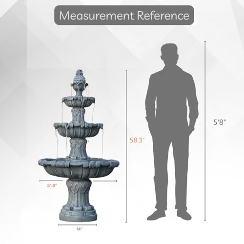 58.3" 3 Tier Outdoor Freestanding Water Fountain