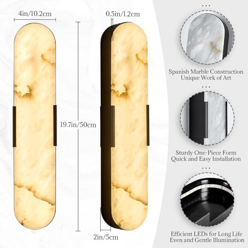 20" Alabaster Wall Sconces Set of Two Black 2Pack