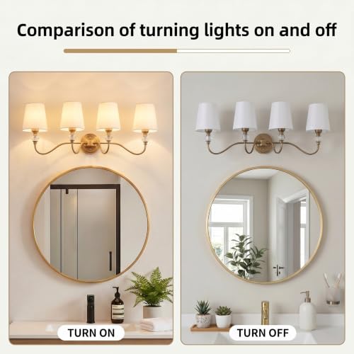 4 Light Vintage Bathroom Vanity Light Fixtures Over Mirror