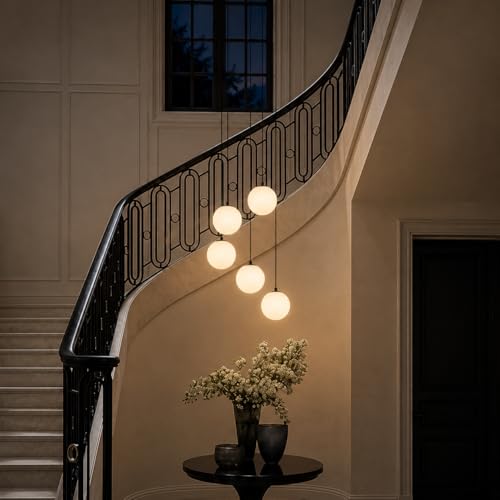 Black Globe High Ceiling Chandelier (Black / 5-Light)