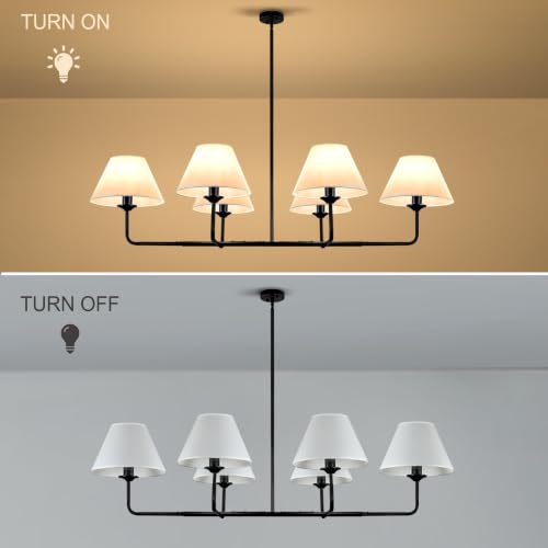 63.4"Modern Linear Chandelier with Fabric Shade
