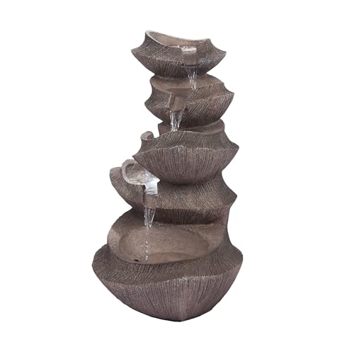 WIN1332L BR Outdoor Floor Tiered Basin Fountain with LED Lights