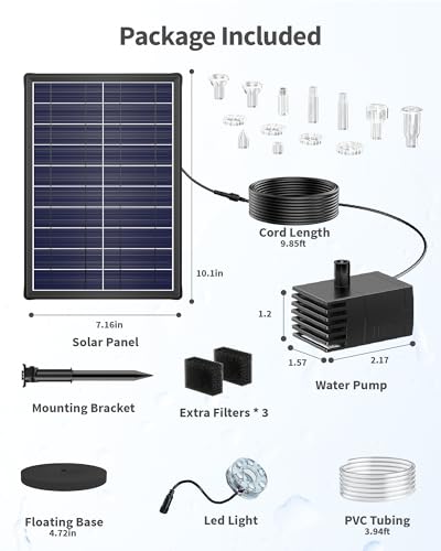 8W Solar Fountain Pump with 3200mAh Battery Backup & LED Lights