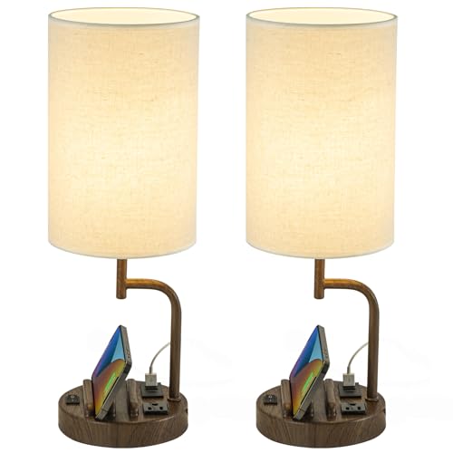 Table Lamp with 3 USB Charging Ports (2 Count)