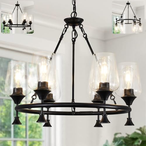 25" Modern Black Chandelier for Dining Room