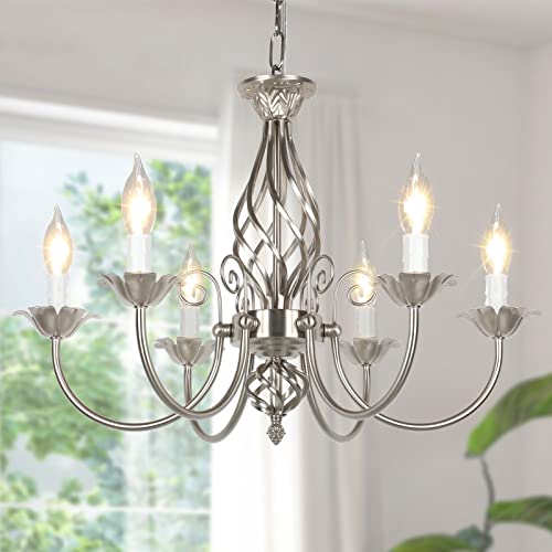 6 Light Farmhouse Candle Chandelier for Dining Room