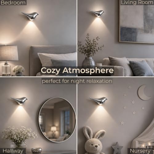 2 Pack Silver Bird Wall Light (2 Count)