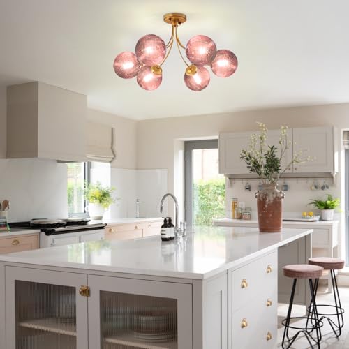 6 Light Pink Chandelier
